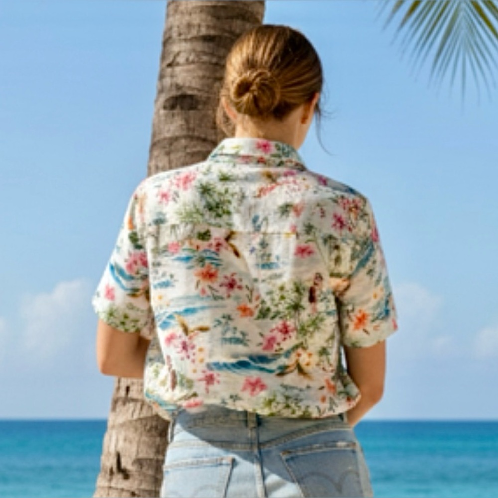 Sandrine Rose Hawaiian Pearl Snap Shirt By Free People - Picture 8 of 15